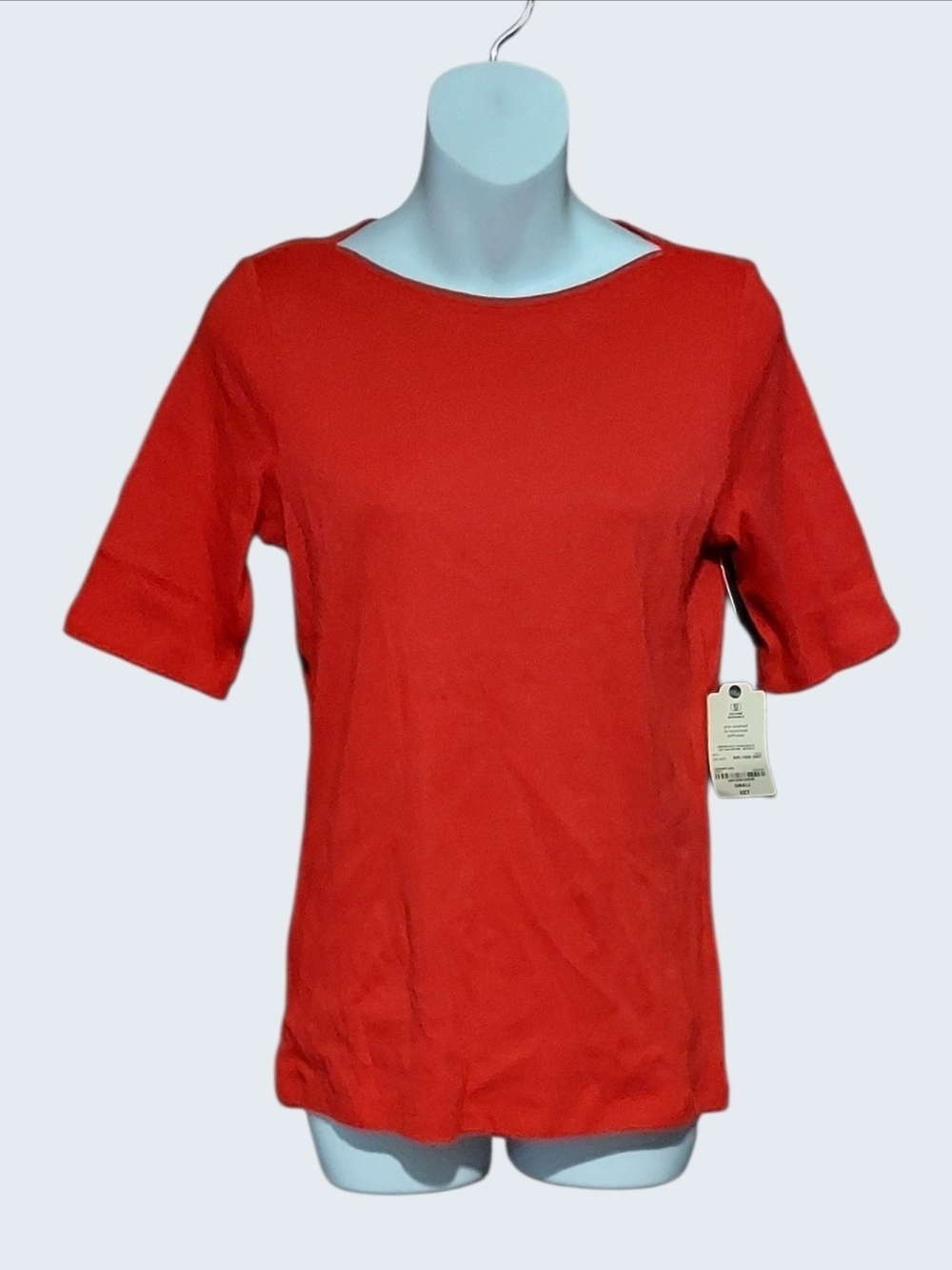 NWT St. John's Bay Cabaret Red Short-Sleeve Boatneck Tee Sz S